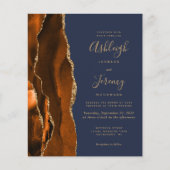 Budget Agate Burnt Orange Blue Wedding Einladung (Vorderseite)