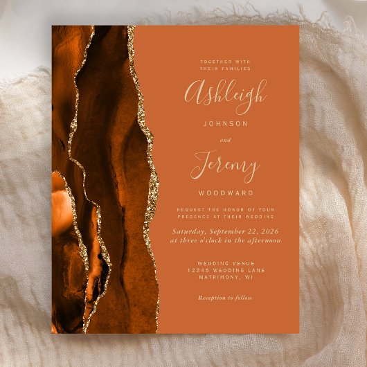 Budget Agate Burnt Orange Brown Einladung zur Hoch