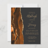 Budget Agate Burnt Orange Dark Wedding Einladung (Vorderseite)