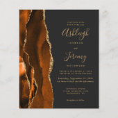 Budget Agate Burnt Orange Dark Wedding Einladung (Vorderseite)