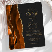 Budget Agate Burnt Orange Dark Wedding Einladung
