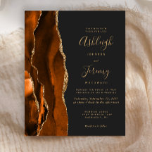 Budget Agate Burnt Orange Dark Wedding Einladung