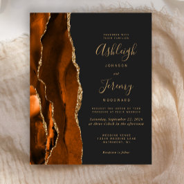 Budget Agate Burnt Orange Dark Wedding Einladung