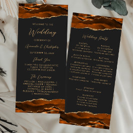 Budget Agate Burnt Orange Dark Wedding Program Werbekarte