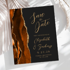 Budget Agate Burnt Orange Gold Dark Save the Date