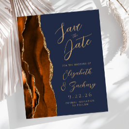 Budget Agate Burnt Orange Gold Navy Save the Date
