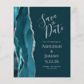 Budget Agate Dark Aquamarin Silver Save the Date (Vorderseite)