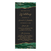 Budget Agate Emerald Green Dark Wedding Program Werbekarte (Vorne)