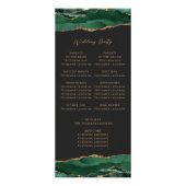Budget Agate Emerald Green Dark Wedding Program Werbekarte (Hinten)