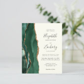 Budget Agate Emerald Green Ivory Wedding Einladung (Stehend Vorderseite)