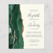 Budget Agate Emerald Green Ivory Wedding Einladung (Vorderseite)