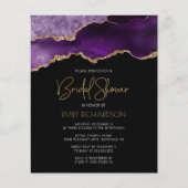 Budget Agate Geode Lila Bridal Dusche Einladung (Vorderseite)