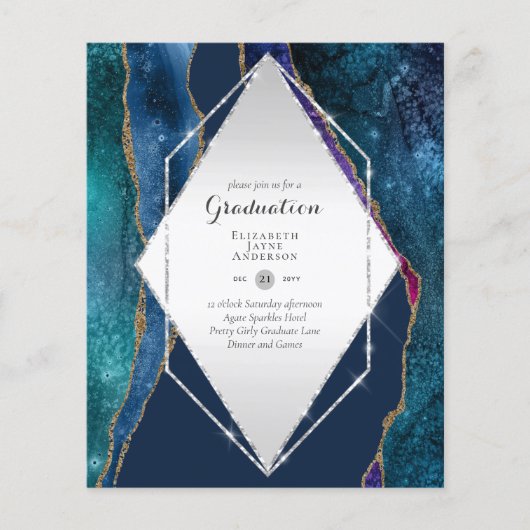 BUDGET AGATE GRADULATION Party lädt Glitzer Glam e Flyer (Vorne)