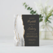 Budget Agate Gray Gold Dark Wedding Einladung (Stehend Vorderseite)