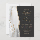 Budget Agate Gray Gold Dark Wedding Einladung (Vorderseite)