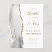 Budget Agate Gray Gold White Wedding Einladung (Vorderseite)
