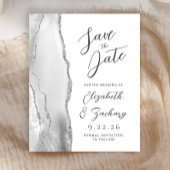 Budget Agate Gray Silver Script Save the Date