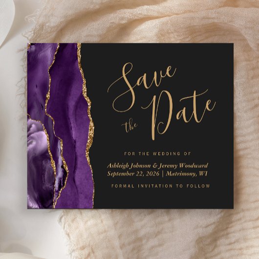 Budget Agate Lila Gold Dark Save the Date