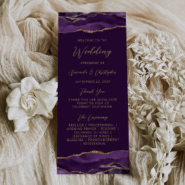 Budget Agate Lila Gold Plum Wedding Programm