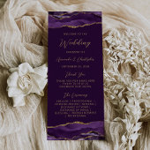 Budget Agate Lila Gold Plum Wedding Programm
