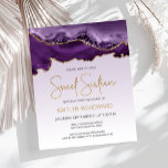 Budget Agate Lila Ombre Gold Sweet 16 Einladung<br><div class="desc">Diese trendige 16 . Geburtstag-Geburtstagseinladung zeigt ein Aquarellbild eines agaten Geodes in lila Farbtönen mit Imitate mit Gold-Glitzer-Highlights. Die Worte "16 . Geburtstag" erscheinen in Imitaten goldenen Glitzer in dekorativen modernen Handschrift Schriftart. Passen Sie den Namen des Honorars in goldfarbenem Text an und die Details in Holzkohle grau auf einem...</div>