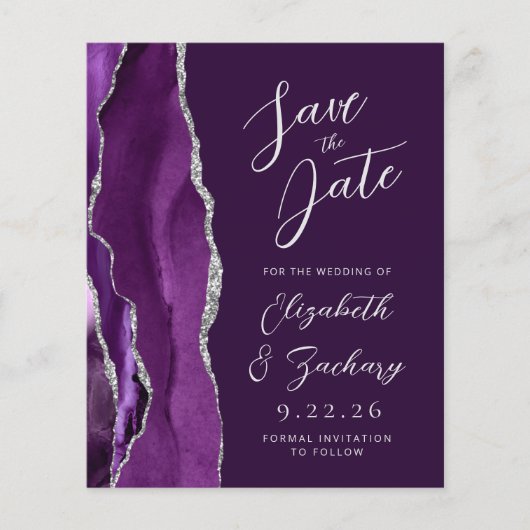 Budget Agate Lila Silver Plum Save the Date (Vorderseite)