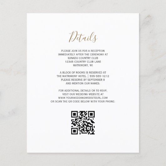 Budget Agate Marble Black Gold QR Code Hochzeit (Rückseite)