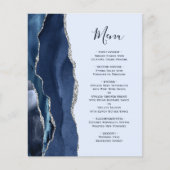 Budget Agate Navy Blassblaue Silver Wedding Menü (Vorderseite)
