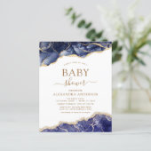 Budget Agate Navy Blue Gold Baby Dusche (Stehend Vorderseite)