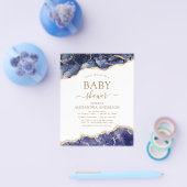 Budget Agate Navy Blue Gold Baby Dusche Flyer (Einzeln)