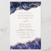 Budget Agate Navy Blue Gold Blue Wedding (Vorderseite)