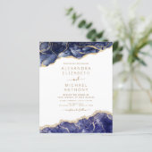 Budget Agate Navy Blue Gold Blue Wedding (Stehend Vorderseite)