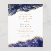 Budget Agate Navy Blue Gold Blue Wedding (Vorderseite)