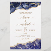 Budget Agate Navy Blue Gold Blue Wedding (Vorderseite)