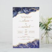 Budget Agate Navy Blue Gold Blue Wedding (Stehend Vorderseite)