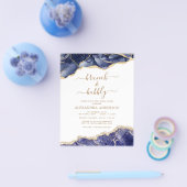 Budget Agate Navy Blue Gold Brunch & Bubbly Flyer (Einzeln)