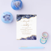 Budget Agate Navy Blue Gold Brunch & Bubbly Flyer (Einzeln)