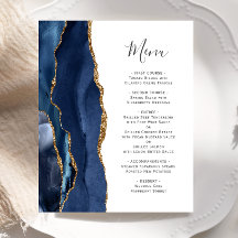 Budget Agate Navy Blue Gold Hochzeitmenü