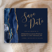 Budget Agate Navy Blue Gold Save the Date
