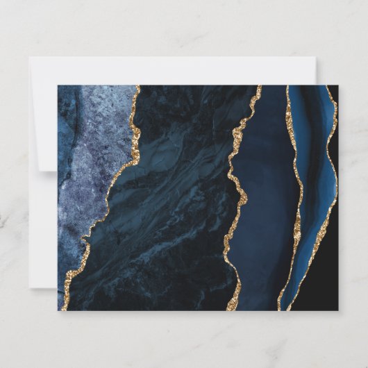 Budget Agate Navy Blue Gold Save the Date (Rückseite)