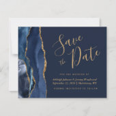 Budget Agate Navy Blue Gold Save the Date (Vorderseite)
