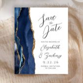 Budget Agate Navy Blue Gold Script Save the Date