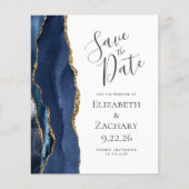Budget Agate Navy Blue Wedding Save the Date (Vorderseite)