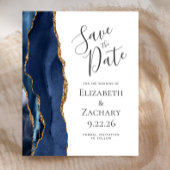 Budget Agate Navy Blue Wedding Save the Date