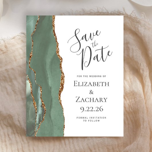 Budget Agate Sage Green Gold Save the Date