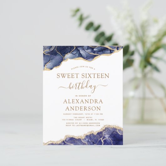 Budget Agate Sweet 16 Navy Blue Gold (Stehend Vorderseite)