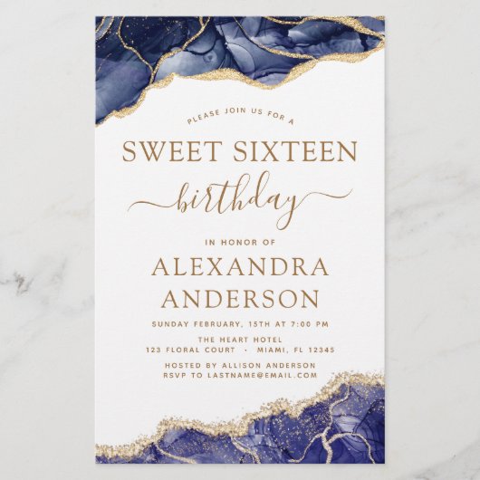 Budget Agate Sweet 16 Navy Blue Gold (Vorderseite)