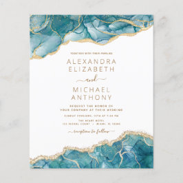 Budget Agate Turquoise Aquamarin Gold Hochzeit Flyer