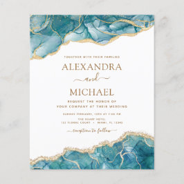 Budget Agate Turquoise Aquamarin Gold Hochzeit Flyer