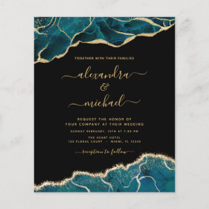 Budget Agate Turquoise Aquamarin Gold Hochzeit Flyer